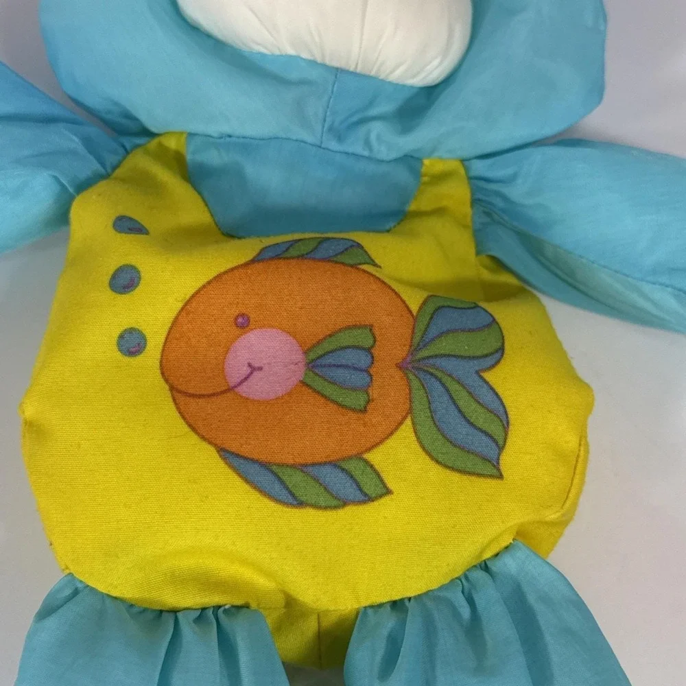 Playskool Water Pets Vintage Blue Cat Teddy Bear #412 Plush Toy Bath Animal 1988